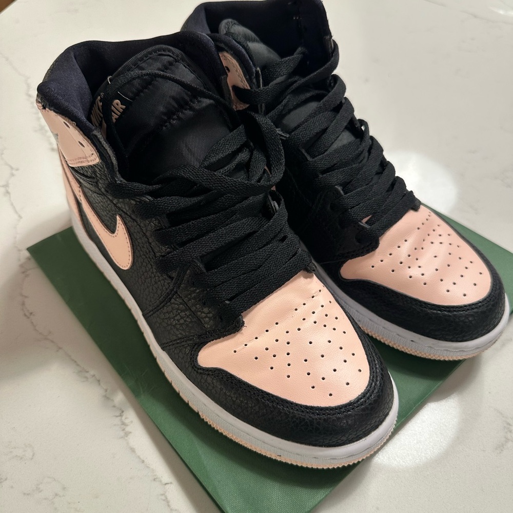 Jordan Women's Black and Light Pink Sneakers